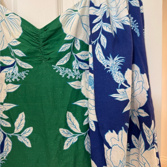 J4. Farm Rio Soft Garden Mini Dress Linen Blend Long Sleeve - Picture 5 of 13